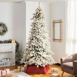 Glitzhome® 32" Red Trapezoid Farm Fresh Christmas Tree Collar 15 Glitzhome® 32" Red Trapezoid Farm Fresh Christmas Tree Collar -Holiday Glow D652306S 4