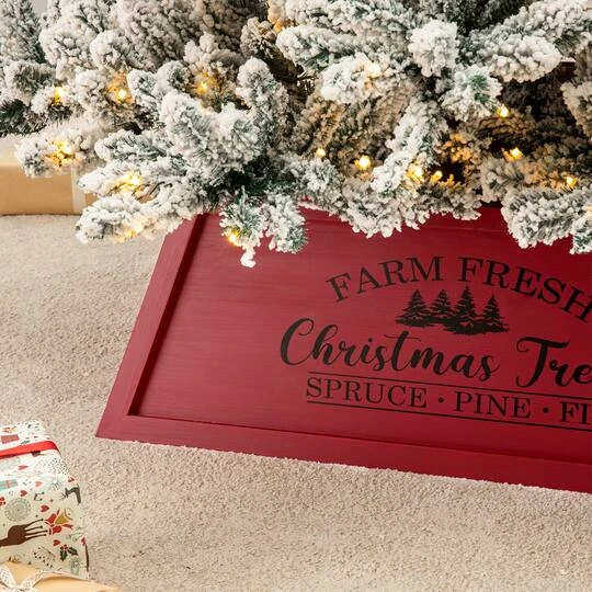 Glitzhome® 32" Red Trapezoid Farm Fresh Christmas Tree Collar 9 Glitzhome® 32" Red Trapezoid Farm Fresh Christmas Tree Collar - Image 7