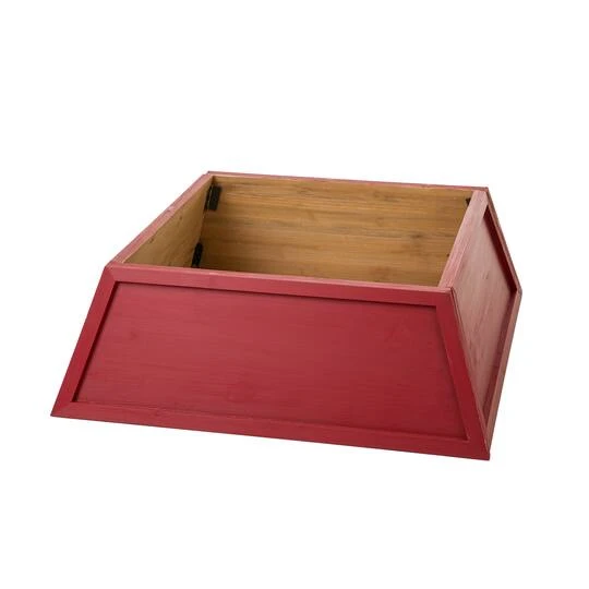 Glitzhome® 32" Red Trapezoid Farm Fresh Christmas Tree Collar 11 Glitzhome® 32" Red Trapezoid Farm Fresh Christmas Tree Collar - Image 9