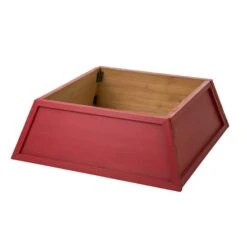 Glitzhome® 32" Red Trapezoid Believe In The Magic Christmas Tree Collar -Holiday Glow D652307S 7