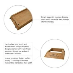 Glitzhome® 40" Natural Wooden Trapezoid Farm Fresh Christmas Tree Collar -Holiday Glow D652309S 5