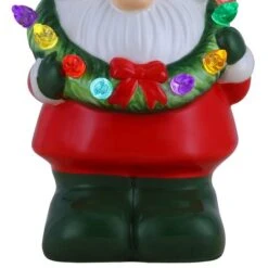 Ceramic LED Gnome With Wreath Ornament -Holiday Glow D657859S 3