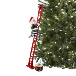 43" Super Climbing Plaid Santa With Ladder