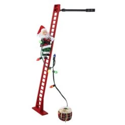 43" Super Climbing Plaid Santa With Ladder -Holiday Glow D657873S 2