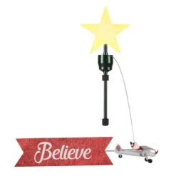 Santa's Biplane Animated Tree Topper With Banner -Holiday Glow D657883S 2