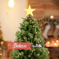 Santa's Biplane Animated Tree Topper With Banner -Holiday Glow D657883S 3
