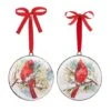 Melrose 12ct. Watercolor Cardinal & Pine Metal Ornaments -Holiday Glow D660592S 1