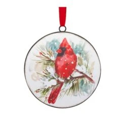 Melrose 12ct. Watercolor Cardinal & Pine Metal Ornaments -Holiday Glow D660592S 3