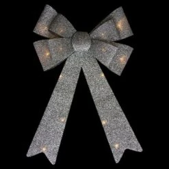 Northlight 24" LED Lighted Silver Tinsel Bow Christmas Decoration 10 Northlight 24" LED Lighted Silver Tinsel Bow Christmas Decoration -Holiday Glow D676178S 3