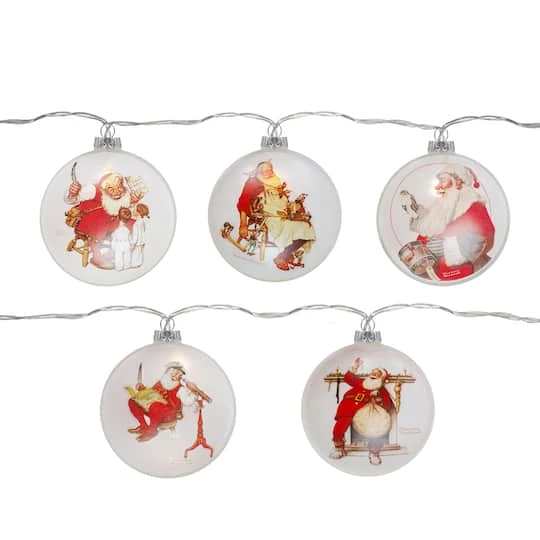 Northlight Glass Norman Rockwell Christmas Disc Lights Set, 5ct. 4 Northlight Glass Norman Rockwell Christmas Disc Lights Set, 5ct. - Image 2