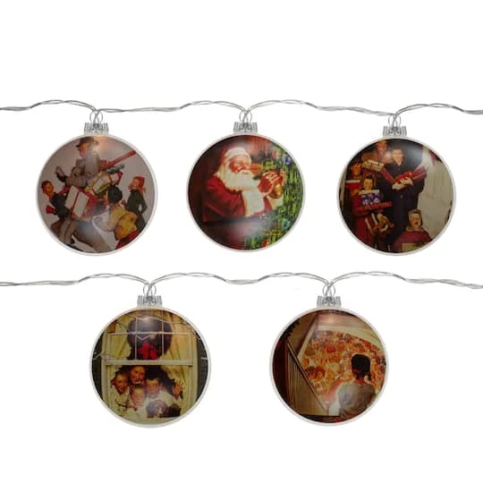 Northlight Norman Rockwell Glass Christmas Disc Lights Set, 5ct. 3 Northlight Norman Rockwell Glass Christmas Disc Lights Set, 5ct.
