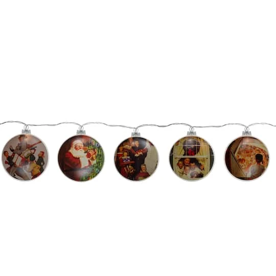 Northlight Norman Rockwell Glass Christmas Disc Lights Set, 5ct. 6 Northlight Norman Rockwell Glass Christmas Disc Lights Set, 5ct. - Image 4
