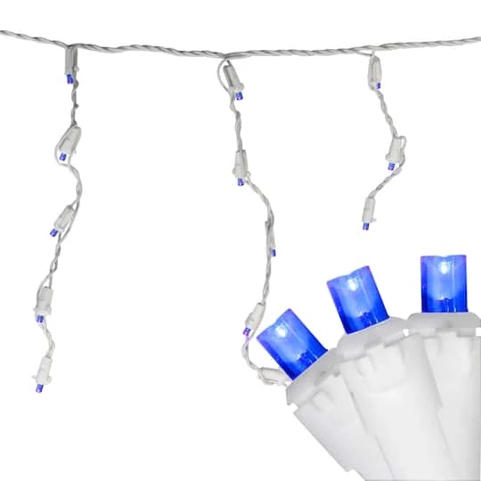 Northlight 100ct. LED Wide Angle Icicle Christmas Lights With White Wire Blue 6 Northlight 100ct. LED Wide Angle Icicle Christmas Lights With White Wire Blue - Image 4