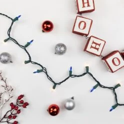 Northlight 100ct. Mini Christmas String Lights With Green Wire Blue/Clear -Holiday Glow D676192S 13