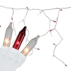 Northlight 100ct. Mini Icicle Christmas Light Set With White Wire Red And White 10 Northlight 100ct. Mini Icicle Christmas Light Set With White Wire Red And White -Holiday Glow D676194S 2 1