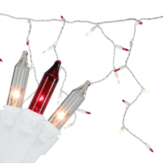 Northlight 100ct. Mini Icicle Christmas Light Set With White Wire Red And White 3 Northlight 100ct. Mini Icicle Christmas Light Set With White Wire Red And White