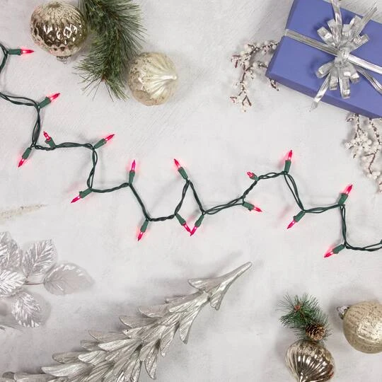 Northlight 100ct. Mini Christmas String Lights With Green Wire Pink 11 Northlight 100ct. Mini Christmas String Lights With Green Wire Pink - Image 9