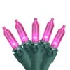 Northlight 50ct. LED Mini Christmas String Lights With Green Wire Pink -Holiday Glow D676222S 1