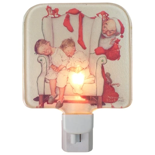 Northlight 6" Norman Rockwell 'Santa Looking At Two Sleeping Children' Glass Christmas Night Light 3 Northlight 6" Norman Rockwell 'Santa Looking At Two Sleeping Children' Glass Christmas Night Light