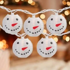 Northlight 10ct. White Snowman Paper Lantern Christmas Light Set -Holiday Glow D676233S 11