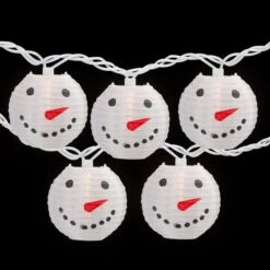 Northlight 10ct. White Snowman Paper Lantern Christmas Light Set -Holiday Glow D676233S 13