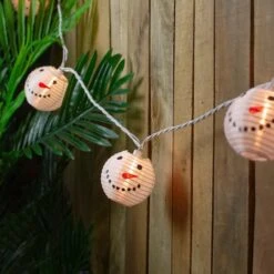 Northlight 10ct. White Snowman Paper Lantern Christmas Light Set -Holiday Glow D676233S 2