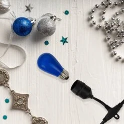 Northlight Opaque LED S14 Replacement Bulbs, 25ct. Blue -Holiday Glow D676235S 12