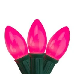 Northlight 25ct. Opaque C9 Christmas String Lights Pink -Holiday Glow D676255S 1 1
