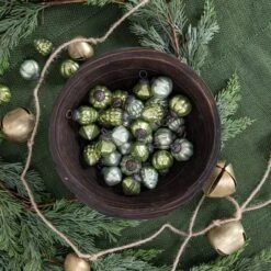 Hello Honey® 36ct. 1" Green Embossed Mercury Novelty Ornaments In Muslin Bag 7 Hello Honey® 36ct. 1" Green Embossed Mercury Novelty Ornaments In Muslin Bag -Holiday Glow D758764S 1 1