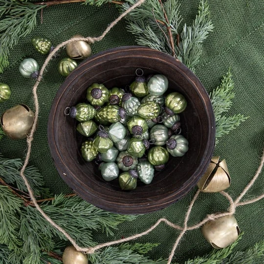 Hello Honey® 36ct. 1" Green Embossed Mercury Novelty Ornaments In Muslin Bag 3 Hello Honey® 36ct. 1" Green Embossed Mercury Novelty Ornaments In Muslin Bag