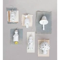 Hello Honey® 6" White Stoneware Reindeer Bell With Gold Electroplating -Holiday Glow D758790S 2