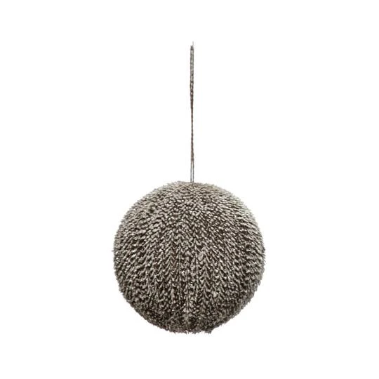 Hello Honey® 6" Snow Finish Brown Textured Plastic Ball Ornament 4 Hello Honey® 6" Snow Finish Brown Textured Plastic Ball Ornament - Image 2
