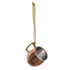 Hello Honey® 2.5" Copper Finish Hammered Stainless Steel Mule Mug Ornament -Holiday Glow D758827S 3