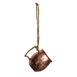 Hello Honey® 2.5" Copper Finish Hammered Stainless Steel Mule Mug Ornament -Holiday Glow D758827S 4