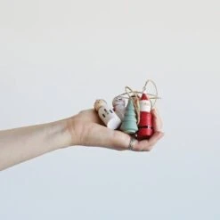 Hello Honey® Hand-Painted Pine Wood Christmas Ornaments Set -Holiday Glow D758834S 2