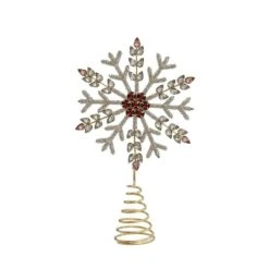 Hello Honey® 11" Metal, Glass & Acrylic Snowflake Tree Topper With Jewels
