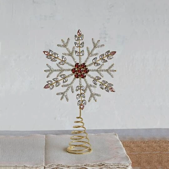 Hello Honey® 11" Metal, Glass & Acrylic Snowflake Tree Topper With Jewels 4 Hello Honey® 11" Metal, Glass & Acrylic Snowflake Tree Topper With Jewels - Image 3
