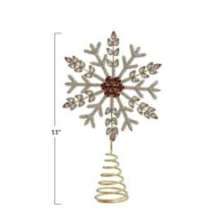 Hello Honey® 11" Metal, Glass & Acrylic Snowflake Tree Topper With Jewels 8 Hello Honey® 11" Metal, Glass & Acrylic Snowflake Tree Topper With Jewels -Holiday Glow D758837S 3