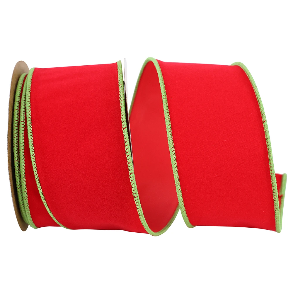 Reliant 2.5" X 10yd. Velvet Duro Domestic Wired Ribbon Red 4 Reliant 2.5" X 10yd. Velvet Duro Domestic Wired Ribbon Red - Image 2