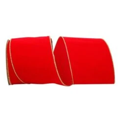 JAM Paper 6" X 25yd. Velvet Wired Heavy Commercial Ribbon Red And Gold 6 JAM Paper 6" X 25yd. Velvet Wired Heavy Commercial Ribbon Red And Gold -Holiday Glow M20009427 1