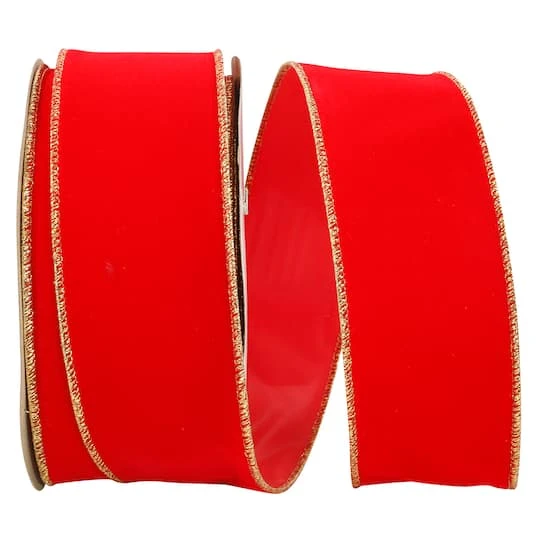 JAM Paper 2.5" X 25yd. Velvet Wired Heavy Commercial Ribbon Hot Red 4 JAM Paper 2.5" X 25yd. Velvet Wired Heavy Commercial Ribbon Hot Red - Image 2