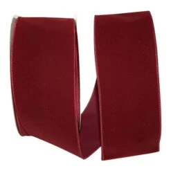 JAM Paper 2.5" X 50yd. Velvet Wired Value Ribbon Red 6 JAM Paper 2.5" X 50yd. Velvet Wired Value Ribbon Red -Holiday Glow M20010022 1
