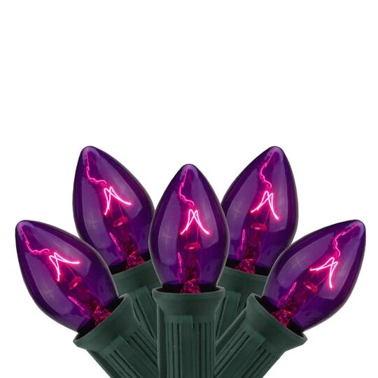 Northlight 25ct. C7 Christmas String Lights With Green Wire Pink 4 Northlight 25ct. C7 Christmas String Lights With Green Wire Pink - Image 2